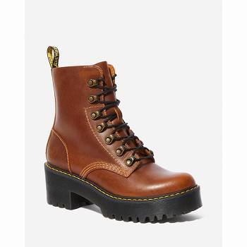 Dr Martens Női Leona Orleans Bőr Bakancs Barna